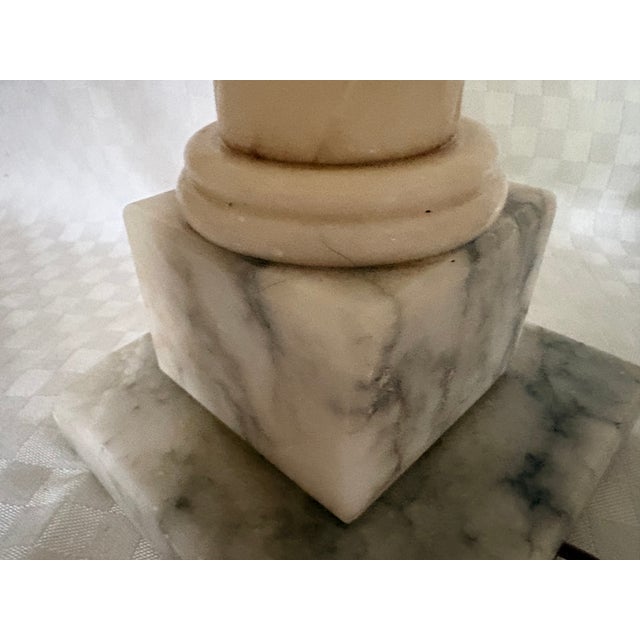 Stone 1940s Marble Column Lamp For Sale - Image 7 of 14