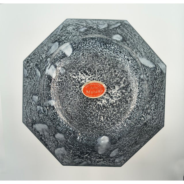 Glass 1970s Italian Murano Art Glass Vase, Octagonal, Grey/White Splatter Pattern For Sale - Image 7 of 7