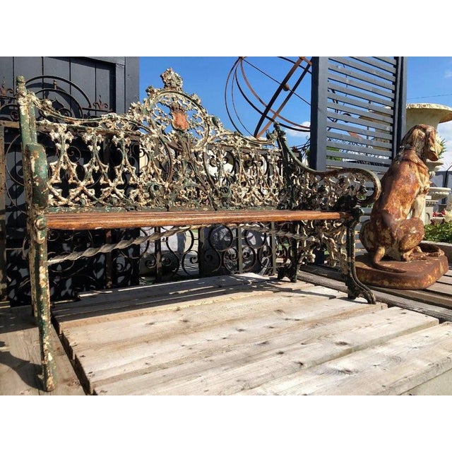 Gothic Revival Cast Iron Garden Bench with Registration from Coalbrookdale For Sale - Image 12 of 13