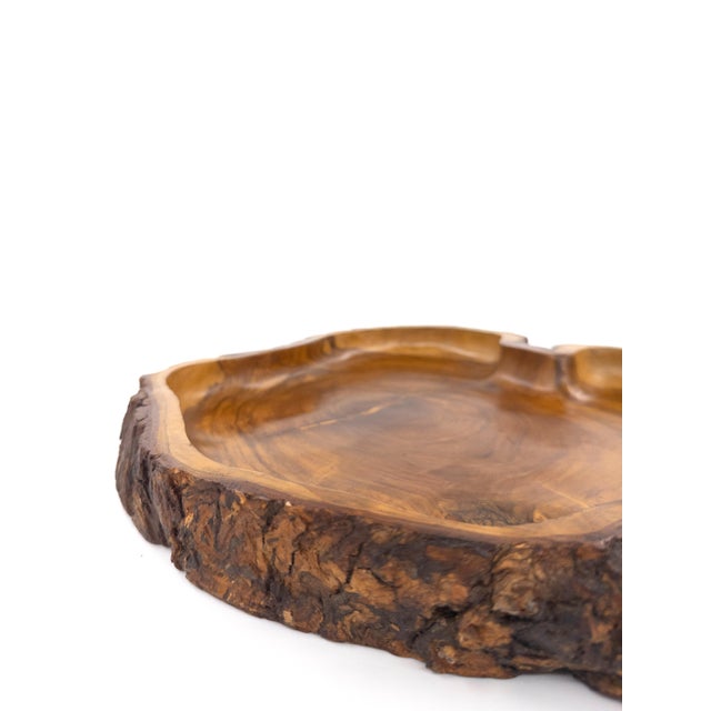 Contemporary Hand-Carved Peruvian Olive Wood Tray With Live Sculptural Edges For Sale - Image 3 of 10