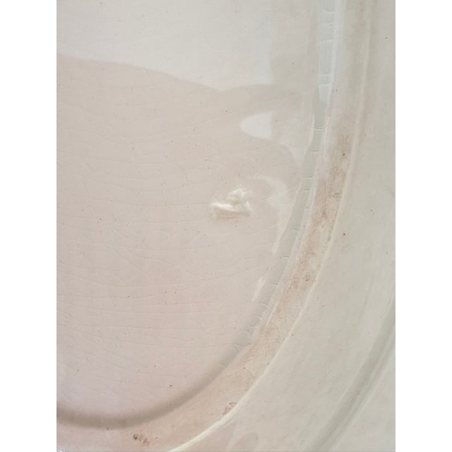 Antique French Ironstone Oval Platter, Faïencerie De Salins (Rigal & Ameline), C. 1885–1910, Blue Garland Border For Sale In Atlanta - Image 6 of 6
