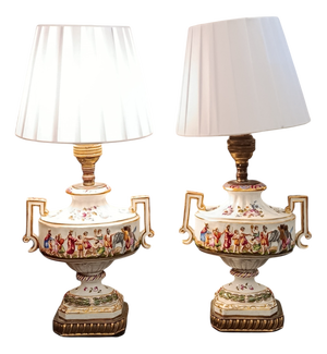 Porcelain Table Lamps, 1890s, Set of 2