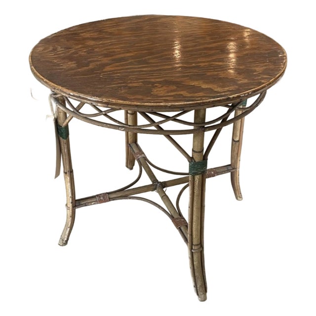 Antique Victorian Bamboo & Rattan Side Table — j.b. Van Sciver For Sale