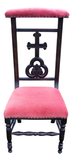 French Monastery Prayer Chair with Gothic Cross, 1880-1890