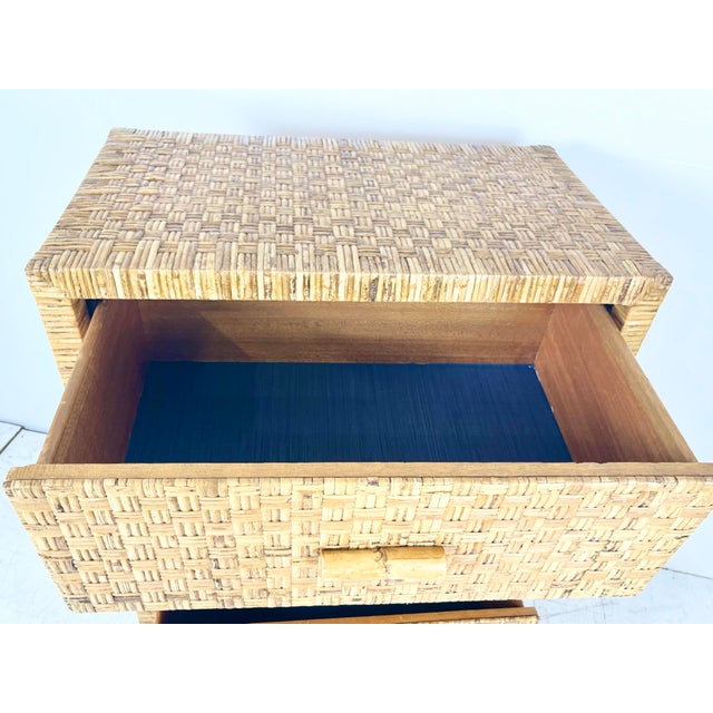 Vintage Woven Caning Wrapped Rattan Tall Dresser For Sale - Image 11 of 12