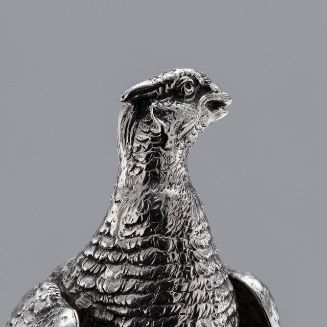Vintage 20th Century English Silver Ornamental Pheasants, 1972, Set of 2 For Sale - Image 11 of 18