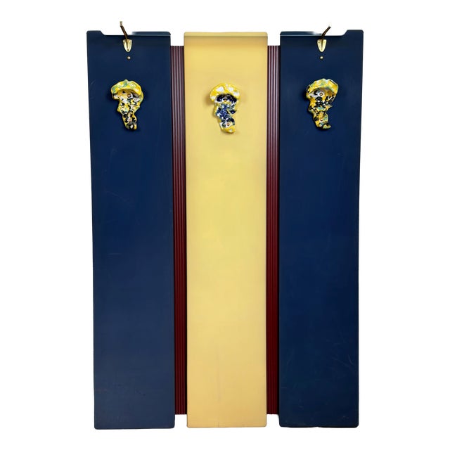 Wood, Ceramic, Glass and Brass Coat Stand attributed to Osvaldo Borsani and Lucio Fontana, 1960 For Sale