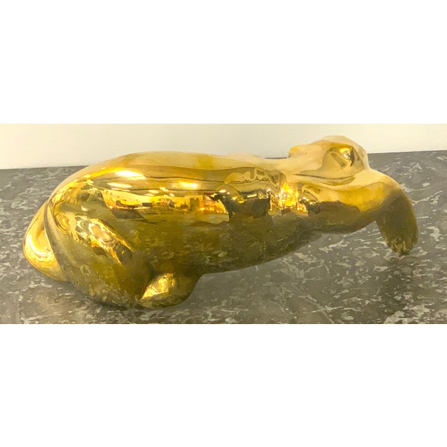 Midcentury Brass Resting Leopard Sculpture by Sarried For Sale In West Palm - Image 6 of 7