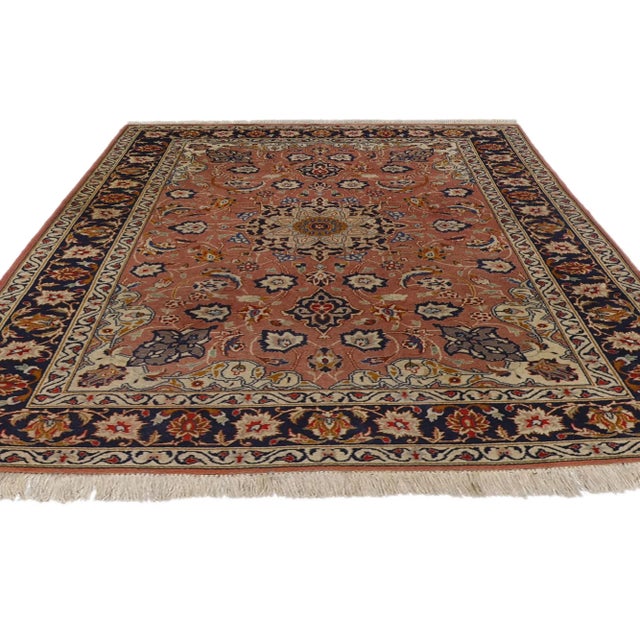 Rustic Small Vintage Persian Tabriz Rug - 03'05 X 05'01 For Sale - Image 3 of 8