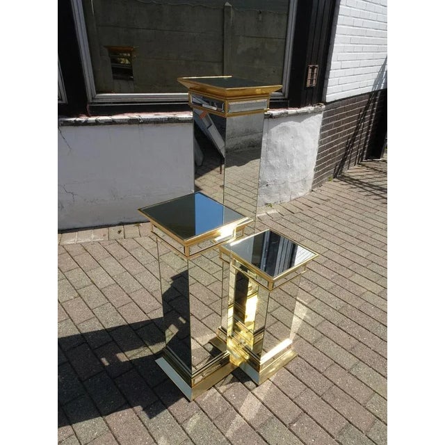 Wood Mid-Century Hollywood Regency Mirrored Columns from Deknudt Belgium, Set of 3 For Sale - Image 7 of 16