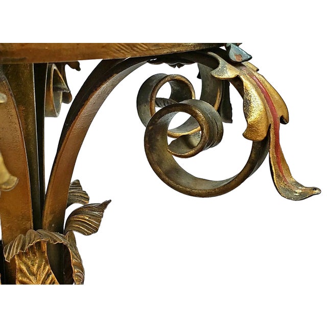 Metal Early 20th Century Venetian Revival Polychrome Iron Torchiere Lanterns Floor Lamps - Pair For Sale - Image 7 of 12