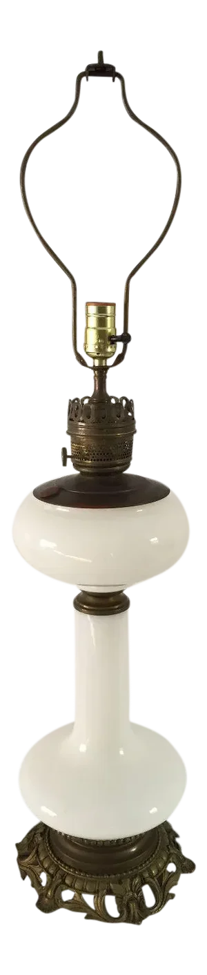 Antique French Style Opal Glass Table Lamp