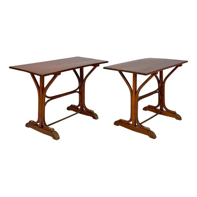 Italian Rectangular Dining Tables in Wood and Brass, 1930s, Set of 2 For Sale