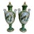 Antique Chinese Porcelain Famille Verte Lidded Mantel Urns With Swan Handles & Birds - a Pair For Sale