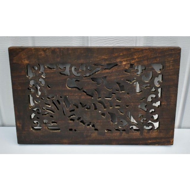 Vintage Hand Carved Chinese Plaque With Birds & Floral Details For Sale - Image 9 of 12