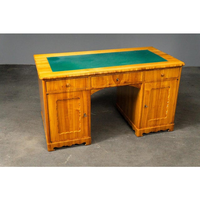 Textile Biedermeier Desk in Cherry Veneer For Sale - Image 7 of 18