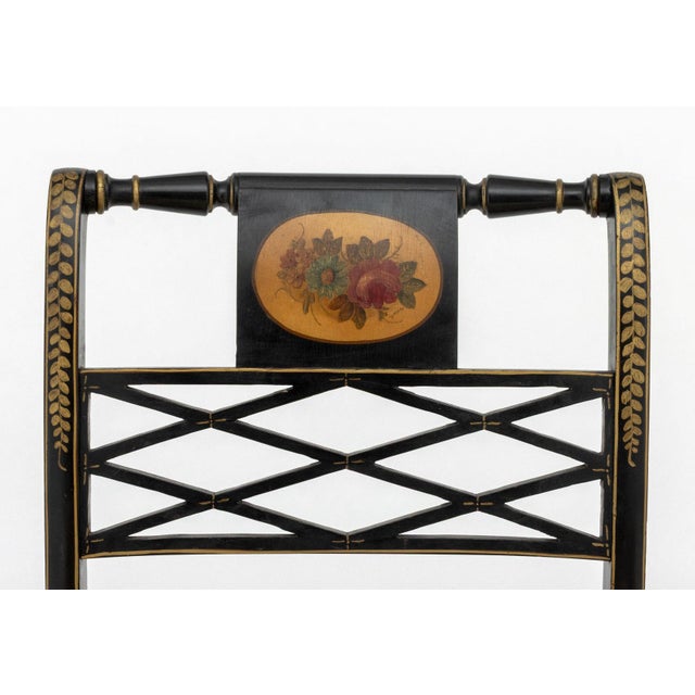 Wood Regency Style Gilt and Ebonized Side Chairs, Pair For Sale - Image 7 of 10
