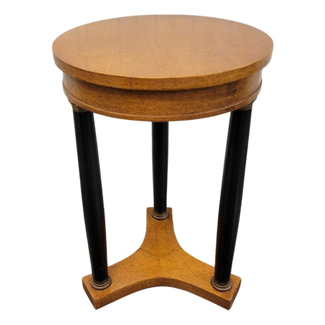 Vintage Empire Revival Faux Bird's-Eye Maple Drink Table With Ebonized Columns For Sale