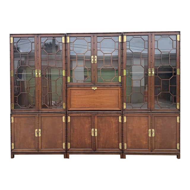 Vintage Campaign Modular Wall Unit Hutch by Baker Knapp Tubbs For Sale