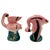1950s Mid-Century Light Pink Flamingo Tropical Leaf Ceramic Salt & Pepper Shaker Set For Sale - Image 4 of 5