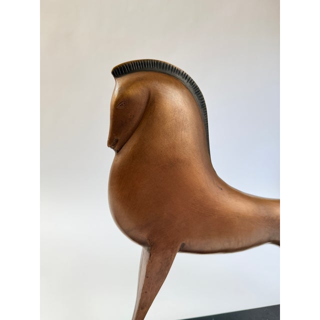 Stylized Mid-Century Modern Bronze Horse Sculpture - 20"l For Sale - Image 4 of 4