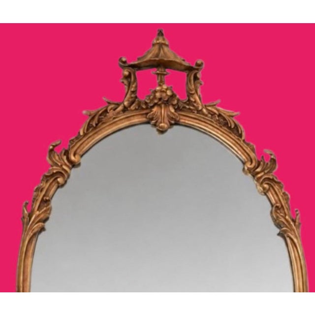 Early 20th Century Antique Gilded Wood Mirror Chinoiserie Style With Pagoda For Sale - Image 5 of 5