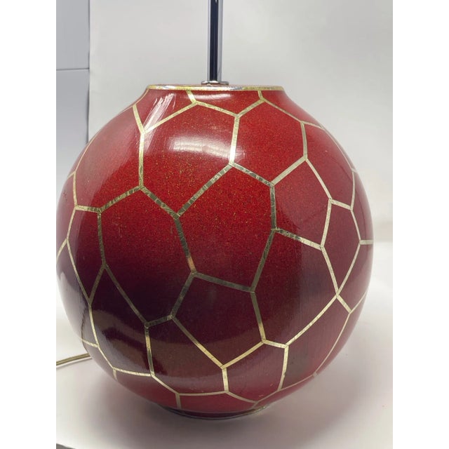 1970s Karl Springer Geodesic Ball Lamp — Burnt Red For Sale - Image 11 of 16