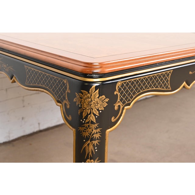1970s Kindel Furniture Hollywood Regency Chinoiserie Extension Dining Table, Newly Refinished For Sale - Image 5 of 12