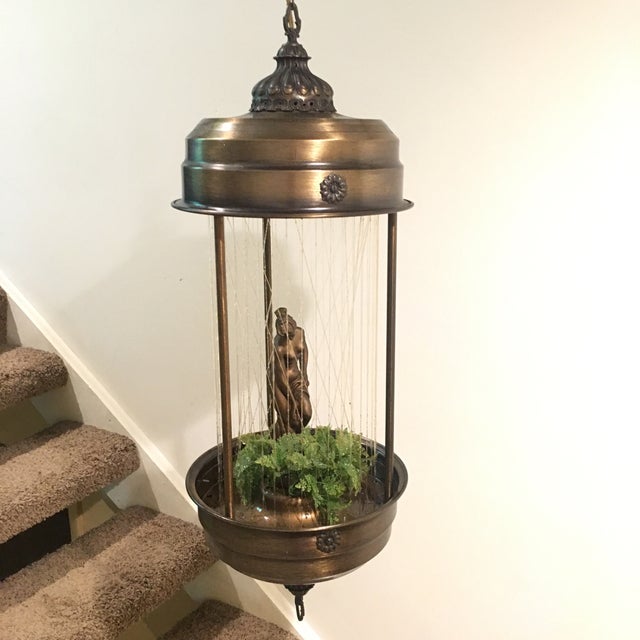 Vintage Swag Oil Rain Lamp With Greek Goddess by Johnson Lighting