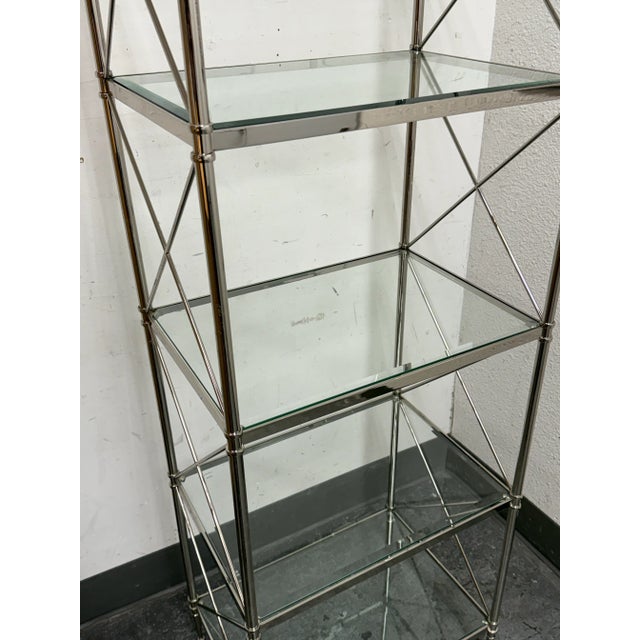 Vintage Chrome With Glass Shelving Campaign Style Etagere For Sale - Image 4 of 12