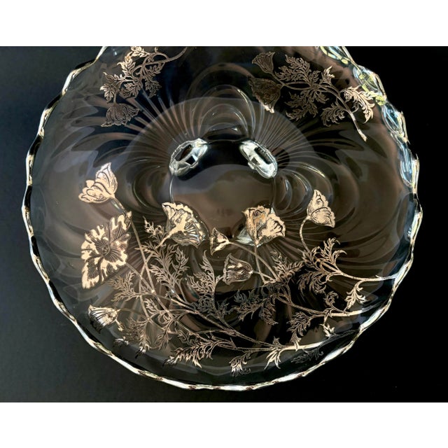 Wonderful Silver Poppies Cake Plate by Silver City in the Flanders Clear Pattern. This stunning centerpiece pedestal...