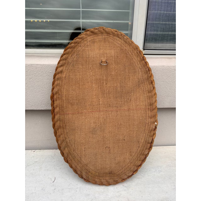 Mid-Century Modern Mid-Century Large Oval Rope Mirror Adrien Audoux & Frida Minet For Sale - Image 3 of 6