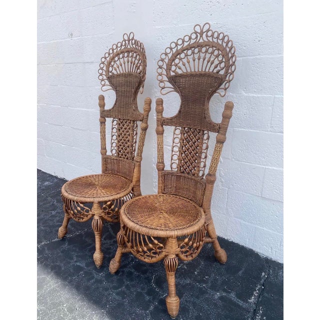 1930s 19th Century Heywood - Wakefield American Victorian Wicker Accent Chairs - A Pair For Sale - Image 5 of 12