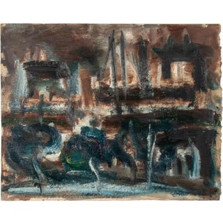 Diamantino Riera, Landscape, Gouache, Mid-20th Century For Sale