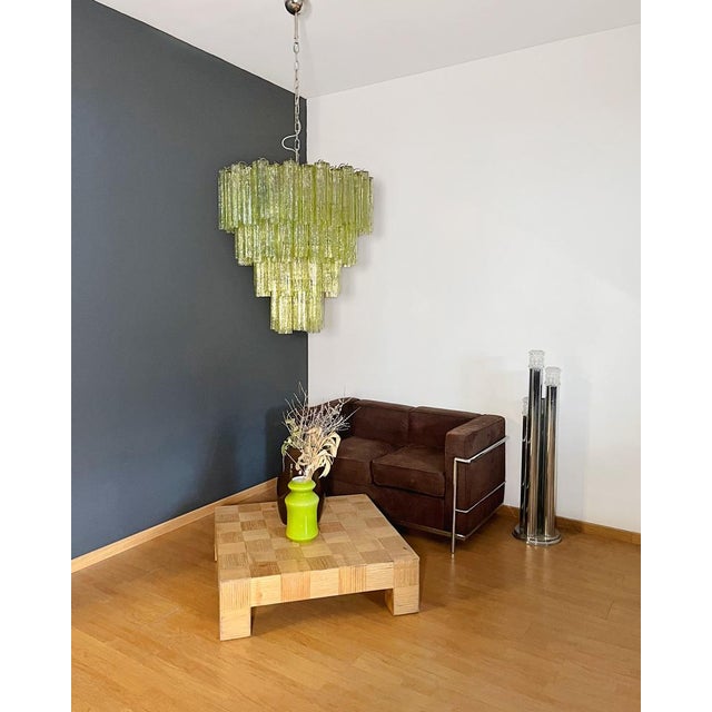 Large Vintage Green Murano Glass Tiered Chandelier, 1990s For Sale - Image 4 of 18