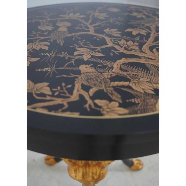 Baker Furniture Company Baker French Regency Round Tripod Table W. Decorated Top For Sale - Image 4 of 15