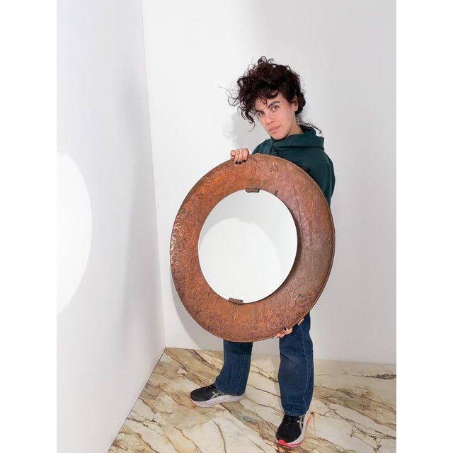 Mid-Century Modern Italian Sculptural Copper Mirror by Angelo Bragali, 1950s For Sale - Image 12 of 18