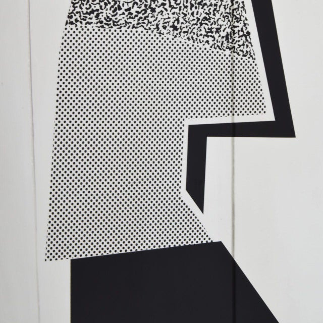 Black Italian Postmodern Screen-Printed Black Glass Mirror, 1980s For Sale - Image 8 of 10