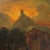 Antique 18th Century French Romanticist Sunset Landscape with Castle and Figures, Signed (Oil on Canvas). Sunset landscape...