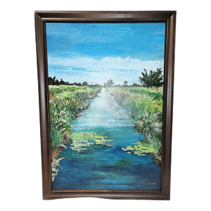 Original Canal Painting on Canvas, Florida Artist Dan Bennett