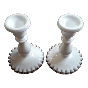 Pair of 1970s Fenton Silvercrest Candlestick Holders