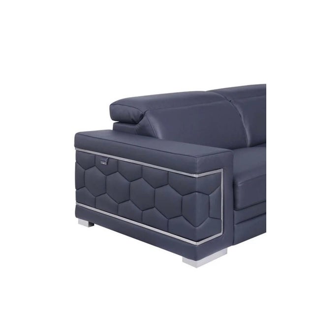 Metal Casa Milano Favo Navy Blue 3-Piece Leather Match Living Room Set For Sale - Image 7 of 8