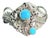 1980s Harry B. Yazzie Navajo Sterling Silver & Turquoise Floral Cuff Bracelet For Sale