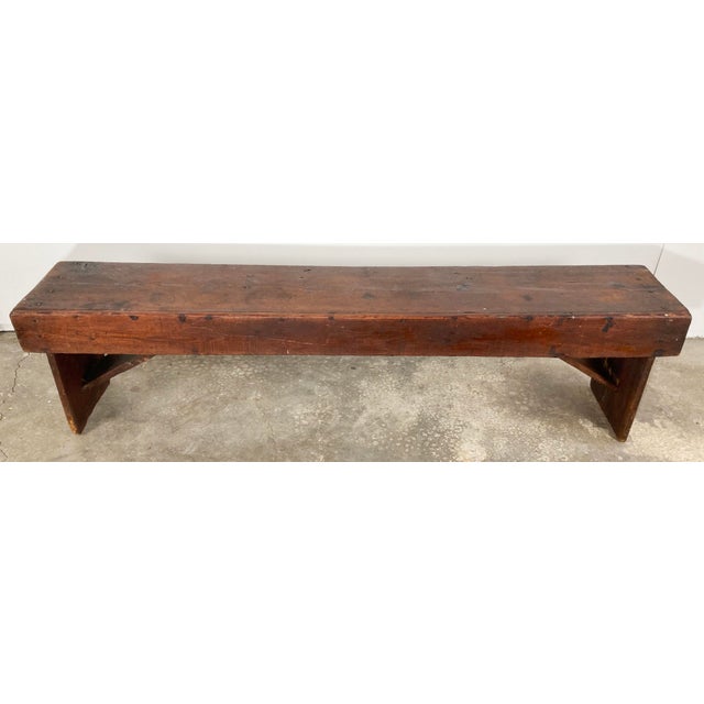 Antique Primitive Handmade Wood Farmhouse Style Bench For Sale - Image 4 of 11
