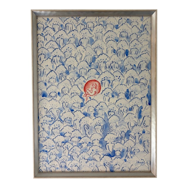 2022 French Aquerelle Original Gabrielle Rui Watercolor, Framed For Sale