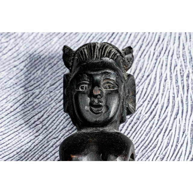 Amazing Pair Hand Carved Antique Wood Chinese Dolls Asian Folk Art For Sale In New York - Image 6 of 14
