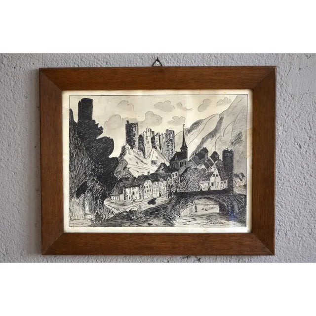 Ink Landscape, 1940s For Sale - Image 6 of 6