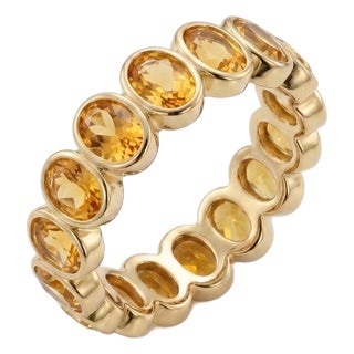 Dainty Stackable Citrine Eternity Band Ring | 18k Gold Plated Handmade Gemstone Ring Us 7 For Sale
