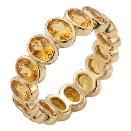Dainty Stackable Citrine Eternity Band Ring | 18k Gold Plated Handmade Gemstone Ring Us 7 For Sale