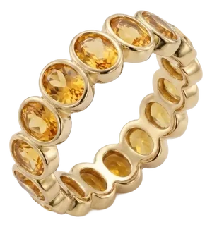 Dainty Stackable Citrine Eternity Band Ring | 18k Gold Plated Handmade Gemstone Ring Us 7